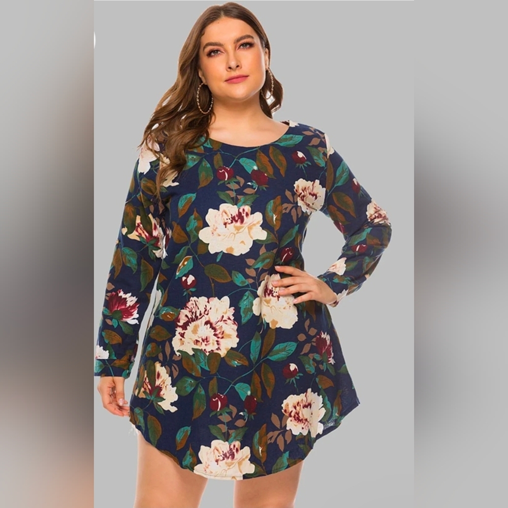 Cellabie Floral Long Sleeve Mini Dress